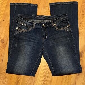 Grace in LA Midnight Blue Boot Cut Jeans with Sparkling Details